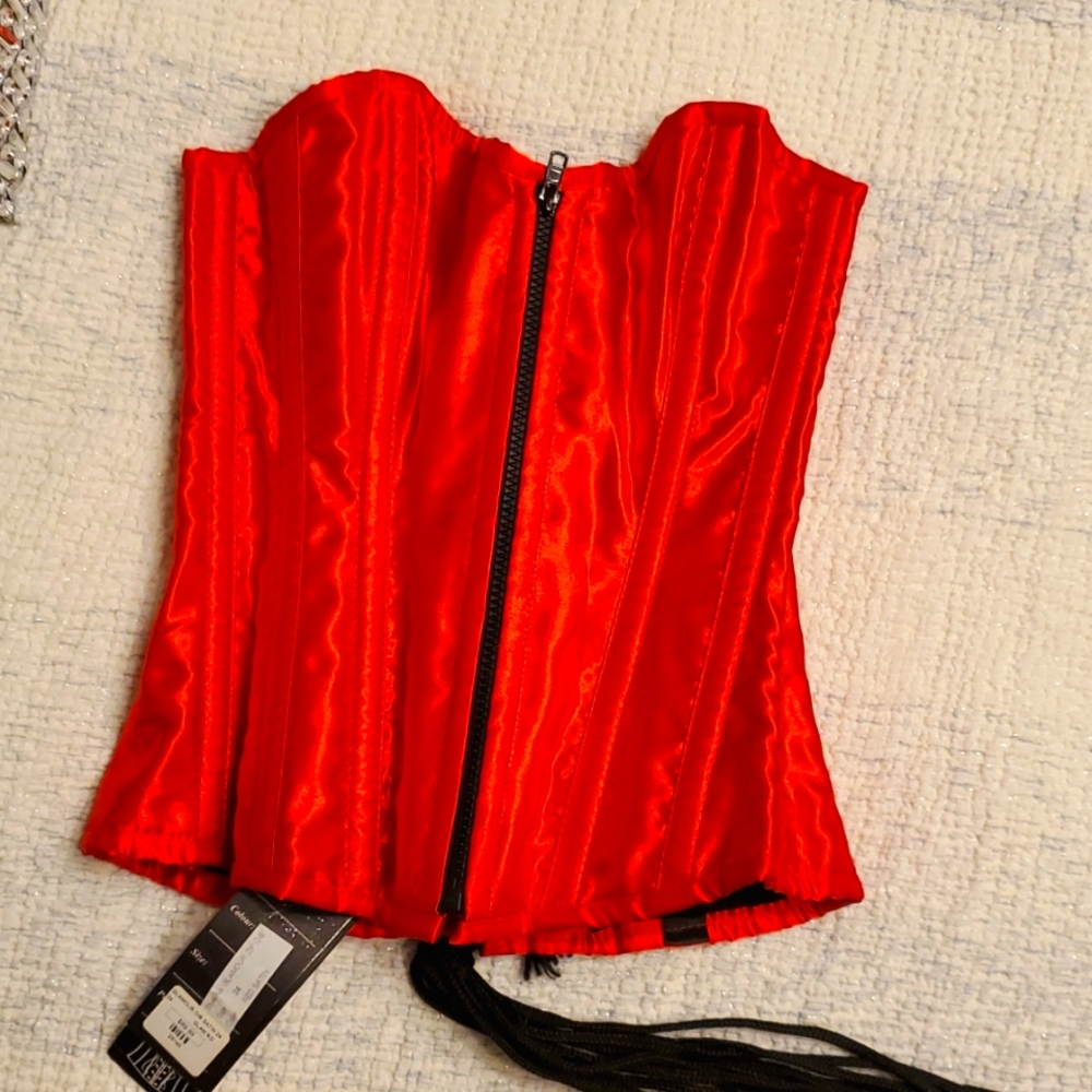 Red satin corset